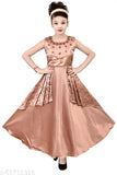 Sleeveless silk embroidered net ethnic gown dress for girls aged 3-14, Indian traditional wear