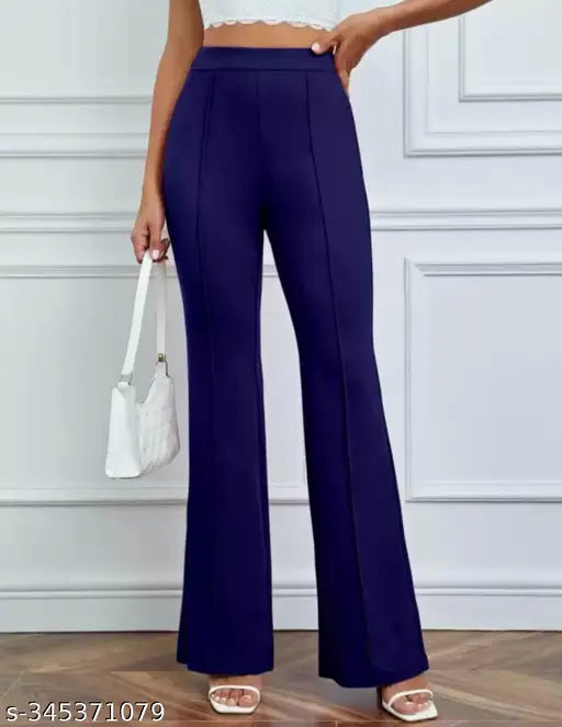 Women's trendy fit ballbottom, cotton blend solid pants. Stretchable, long elastic, easy-to-wash. V.good fabric quality, sizes: 28, 30, 32, 34, 36 (Waist: 28in, Length: 34in, Hip: 11in; Waist: 29in, Length: 35in, Hip: 12in; Waist: 30in, Length: 36in, Hip: 13in; Waist: 34in, Length: 37in, Hip: 14in; Waist: 36in, Length: 38in, Hip: 15in). Made in India