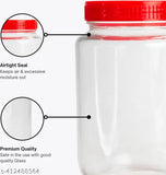 Round glass jar, BPA free, 1000 ml, airtight storage container, multipurpose jar, kitchen containers with lid, red cap, pack of 6