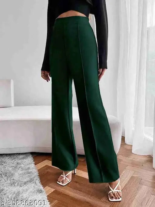 Casual polyester blend olive pants, 38 inches, relaxed fit