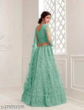 Fashionable Kashvi lehenga set in net fabric, embroidered with intricate patterns, free size, Indian origin