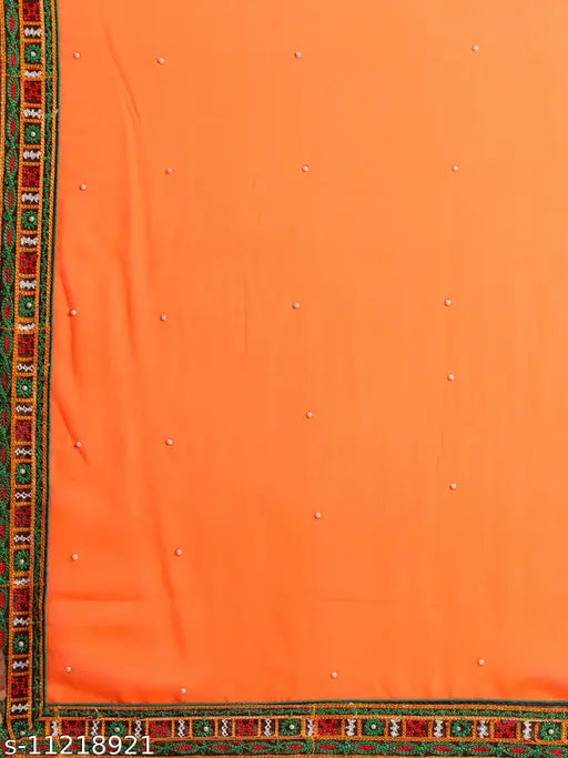 Women's long half and half saree with embroidery, Serona Fabrics, Georgette fabric, 6 yards