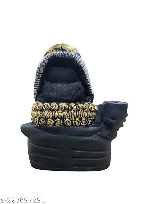 A decorative, faux leather incense holder with a fountain-style spout, featuring a dark base and adorned with multiple cones in various states of use