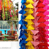 Multicolor felt triangle net cloth garlands, 4ft hanging for Mehndi, Haldi, weddings, parties - handcrafted by Indian artisans