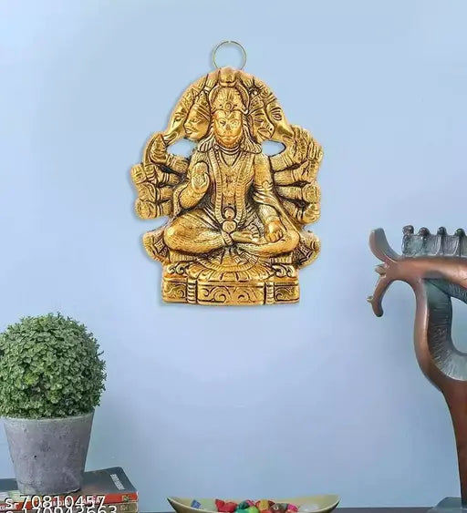 Metal Panchmukhi Hanuman statue, exquisite Diwali decor, 12cm x 16cm x 3.5cm