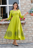 Black Rayon Anarkali Kurti with Gold Print, hand block printed design for women's party wear. Size: S-XXXL