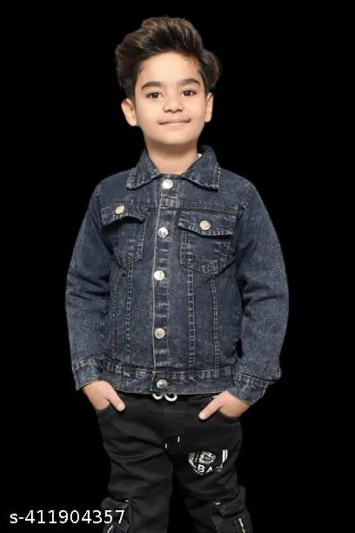 Black denim jacket, zip closure