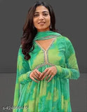 Art Silk anarkali long gown with embroidered dupatta, black party wear for women, Indian fashion design, intricate floral prints
