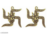 Metal Ganesha Swastik wall hangings, set of 2 for Vastu compliance, made in India