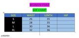 Women's Pant Size Chart: Cream Cargo Pants, Waist 28", Length 30", Inseam 26