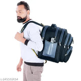 Large waterproof polyester backpack for school, college, office, and travel. Durable and spacious with a separate lunch bag compartment, ideal for 5 to 10 classes