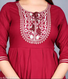 Maroon rayon women's rashi kurta with sharara and dupatta set