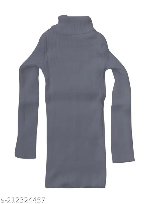 Warm wool skivvy for winter (pack of 2), solid design with full sleeves and high neck for girls aged 1-8 years. Made in India