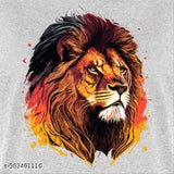 Colorful lion art design polyester T-shirt, premium quality with short sleeves, available in S, M, L, XL, XXL. Great versatile wardrobe essential for jeans or casual bottoms