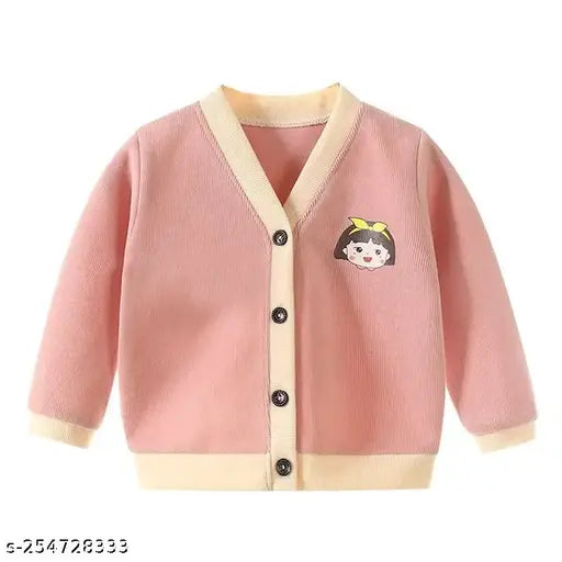 Cotton blend baby cardigan, solid color, long sleeves, hand wash only, regular fit, vibrant colors, size 6-12 months (14in length, 12in waist), made in China