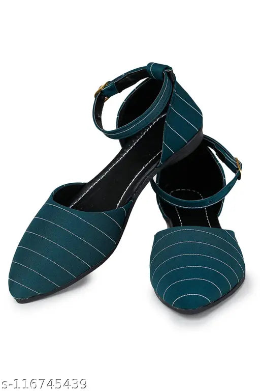 Striped mesh ankle bellies for women, ideal for party and casual-formal wear, available in sizes IND-4 to IND-8 (Made in India)