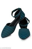 Striped mesh ankle bellies for women, ideal for party and casual-formal wear, available in sizes IND-4 to IND-8 (Made in India)