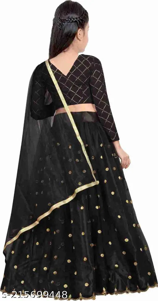 Chanderi cotton semi-stitched lehenga choli, ethnic motif design for 3-15 year old girls. Indian traditional wear for festive occasions