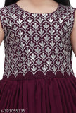 Modern Georgette Anarkali Kurta Sets with Dupatta, embellished sleeveless design for kids aged 2-11 years