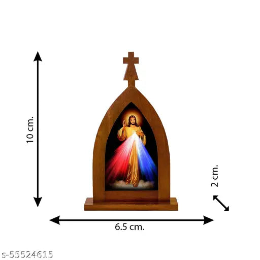 Multi-colored acrylic Jesus Christ statue with Holy cross, ideal for home, office, or car decor