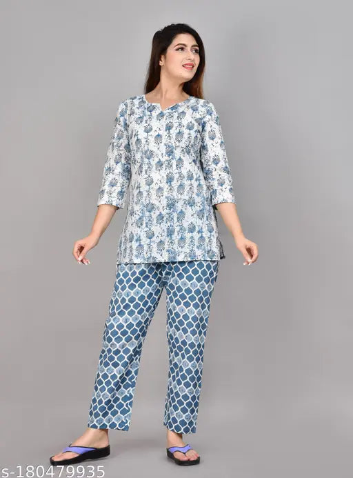 Pure cotton nightsuit for women, printed pattern, limited edition premium cotton pyjamas on hanger