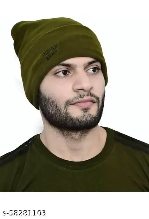 Synthetic army hat, solid color mimicry design for men and women. Indian origin military headwear