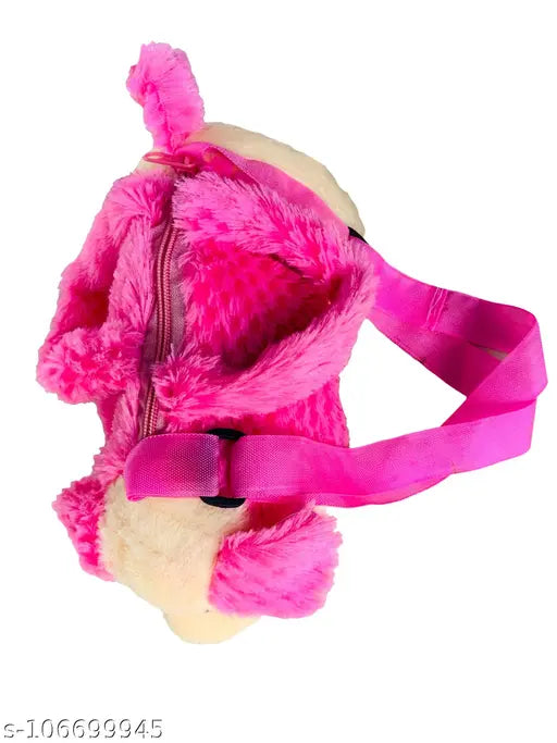 Pink faux fur backpack, soft texture, children's style