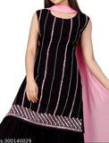 Black, patterned rayon kurta women's blouse fashionable wear