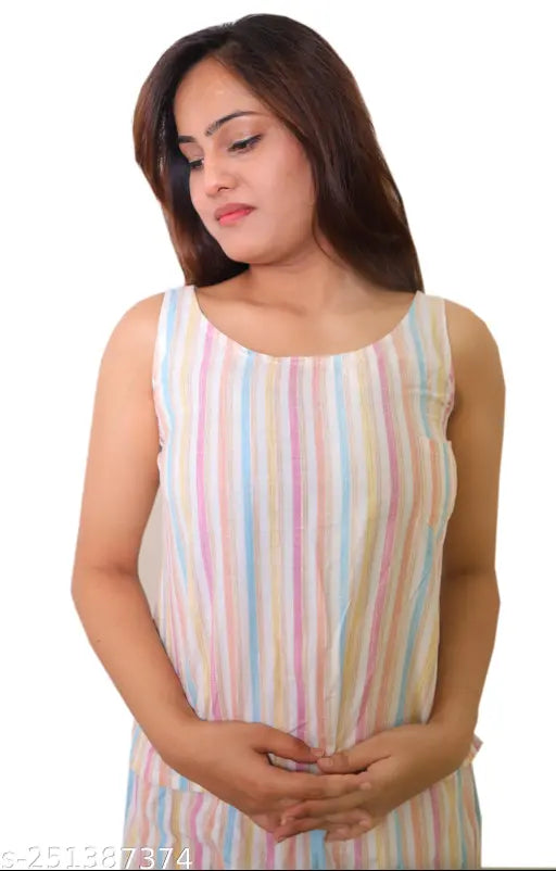 Multi Strap Cotton Night Suit, trendy and relaxed fit summer collection, suitable for all body types