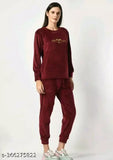 Velvet night suit SS, super comfortable winterwear for women, solid-colored pyjamas on hanger