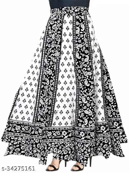 Jaipuri cotton wrap skirt combo with 1 waist tie