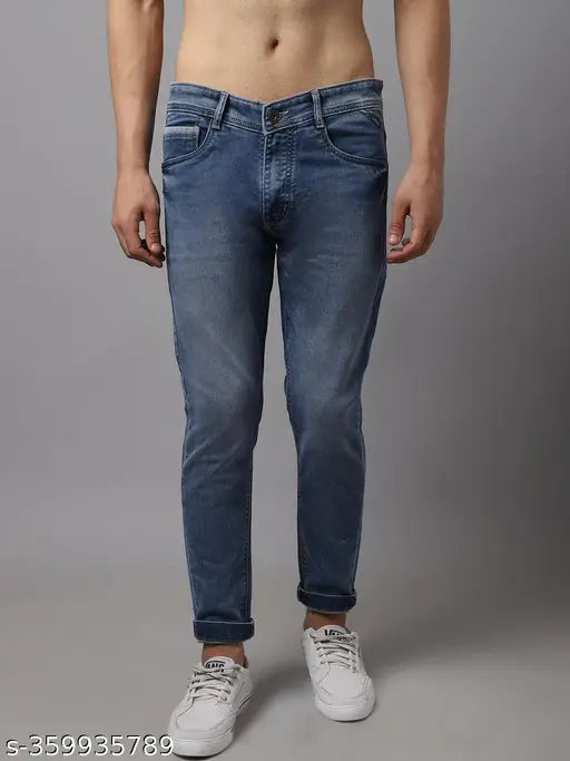 Light blue cotton blend jeans for men by Rodamo, ankle length size 28 & 30