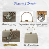 Silver clutch, pearl accents, chain strap