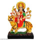 Multicolor marble finish poly resin Goddess Nav Durga Mata statue, 12x7x16 cm - Hindu home decor or Puja room accent, versatile for mandir, office, or gift