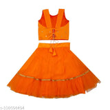 Silk blend & net lehenga set with embroidered floral choli and dupatta, sizes 6-10 years