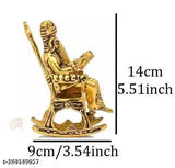 Metal Ganesh ji idol (14cm) sitting on chair, perfect for home decor and Feng Shui gifting