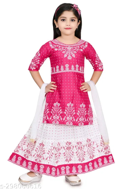 Rayon printed net Palazzo set for girls, three-quarter sleeves, vibrant design from India