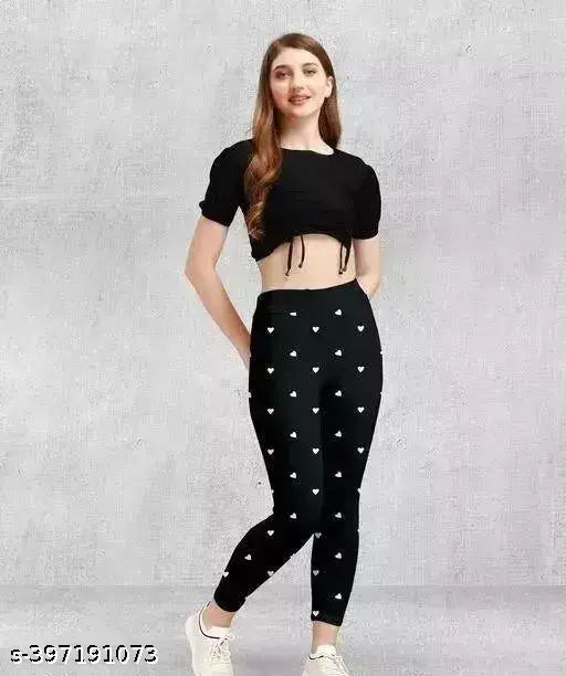 Stylish printed cotton ladies jeggings combo pack of 2, available in multiple sizes from 26-Free size