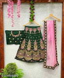 Embroidered satin lehenga choli for girls, ages 2-15 years, semi-stitched and versatile Indian attire
