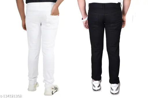 Attractive denim men's pack of 2 - Solid denim jeans in sizes 28, 30, and 32, made in India