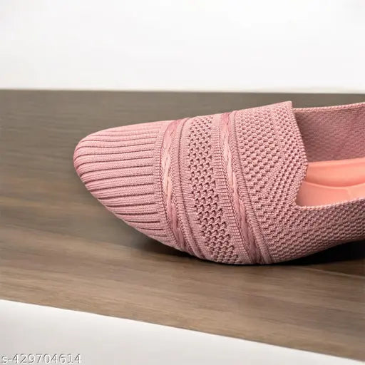 Pink bell bottom shoes with ruffled design for women