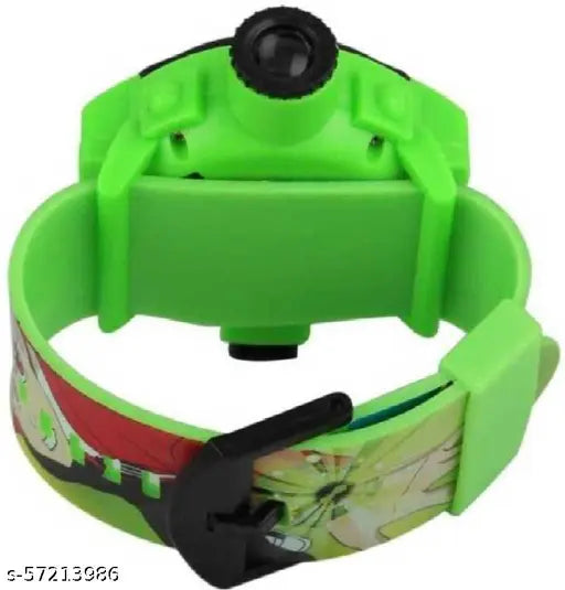 Digital watch with camera on wristband, black strap, waterproof design