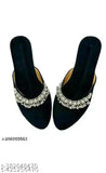 Velvet sole embellished juttis and mojris for women, ankle loop net fastening, India origin, size IND-4 to IND-9 available