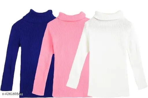 Baby girls & boys Casual Winter Full Sleeve Woolen High Neck for Baby Boys and Baby Girls Sweater, Kids High Neck, Kids Innerwear High Neck combo (pack of 3)multicolor