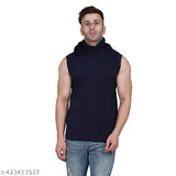 Cotton cut sleeve t-shirt, sleeveless, elegant, solid design - M (chest size 18in, length size 25in), India