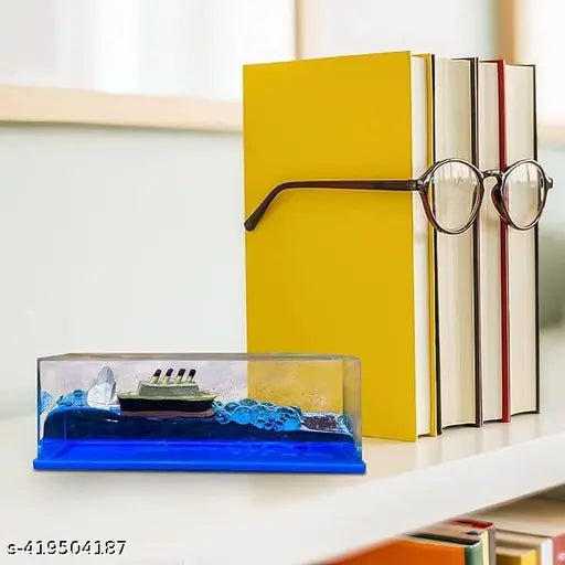 Liquid Wave Cruise Ship Decoration For Car - Indian-made car accessory, floating ship in water for dashboard