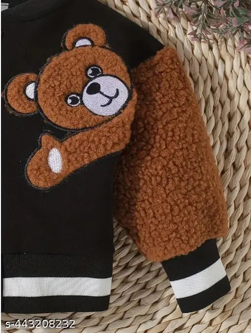 Polycotton embroidered bear teddy wind cheater jacket for kids, warm and durable winter clothing