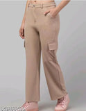 Comfortable cotton-lycra cream trousers, perfect for traveling or everyday wear