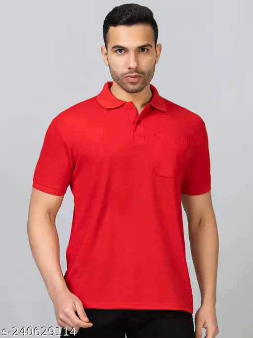 Red cotton blend men's polo t-shirt, advanced technology for breathability and odor resistance, regular fit with short sleeves and reflective logos