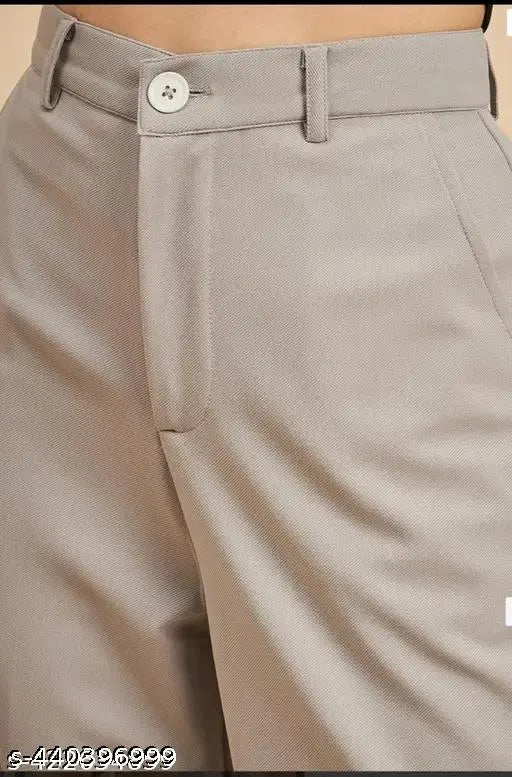 Grey cargo pants with high rise